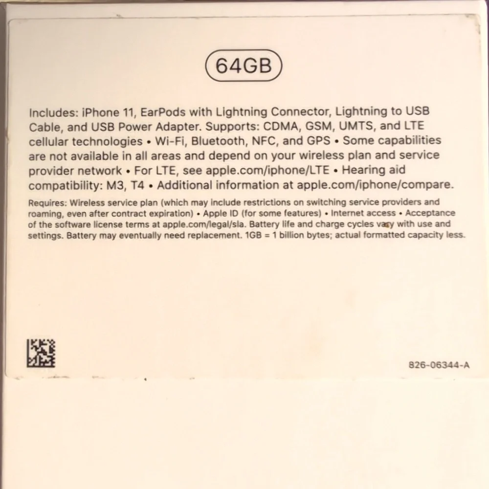 EarPods w/ Lightning Connector & Charger, in Apple iPhone 11 Box (no phone) N